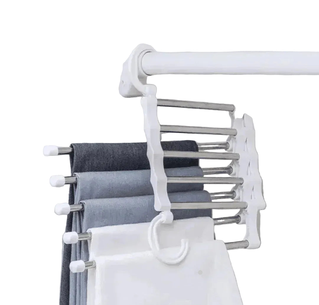 Cabide Organizador Inox para Calças - Retrátil 5 em 1