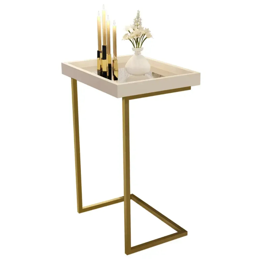 Mesa Lateral de Apoio Sofá Com Espelho