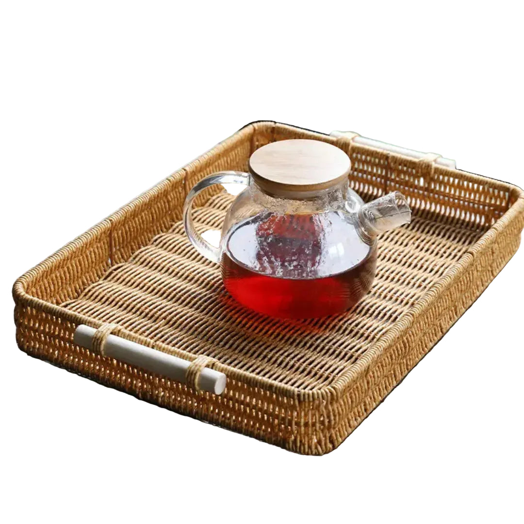 Bandeja de Vime com Estilo Rústico Quadrada