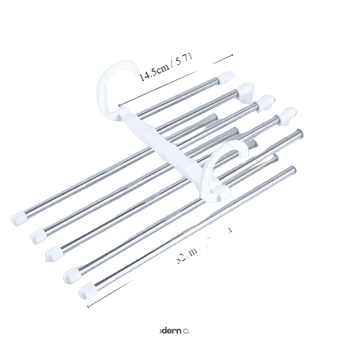 Cabide Organizador Inox para Calças - Retrátil 5 em 1